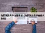 购买海外房产注意事项（购买海外房产有什么条件）