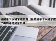租房子下水堵了谁负责（租的房子下水堵了住户出钱还是房东出钱）