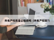 共有产权房是公租房吗（共有产权房?）